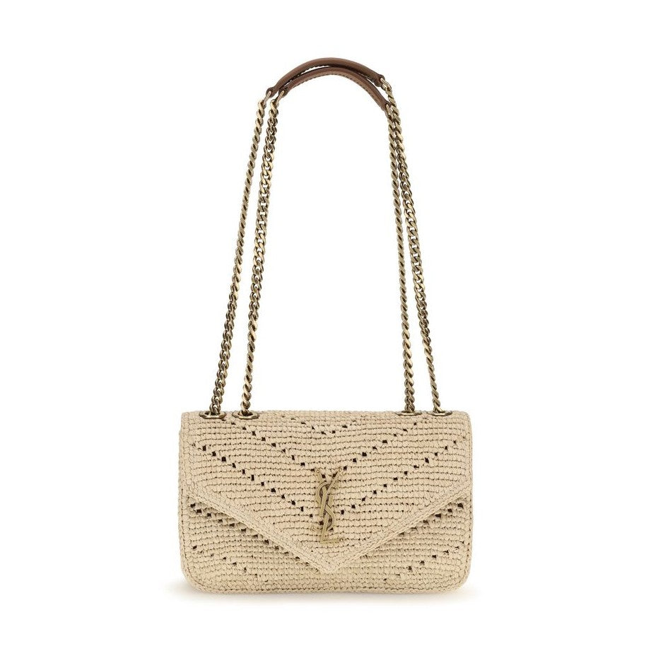 Saint Laurent Beige Raffia Shoulder Bag