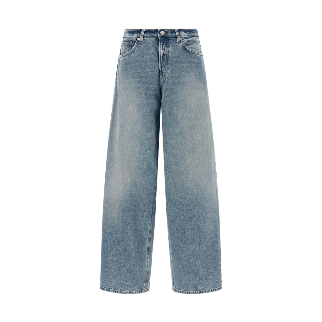Haikure Blue Cotton Relaxed Fit Jeans
