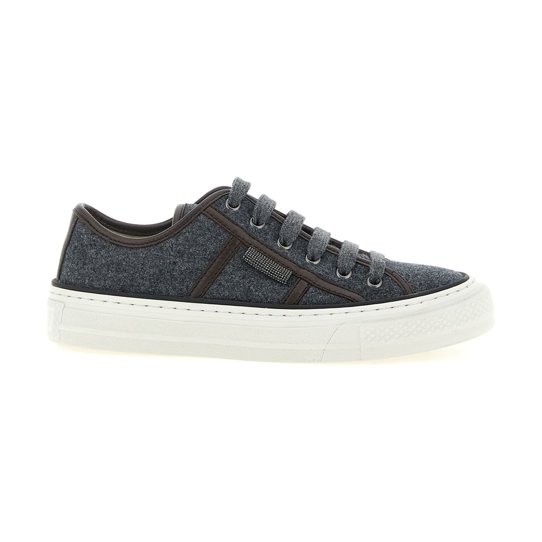 Brunello Cucinelli Gray Virgin Wool Low Top Sneakers