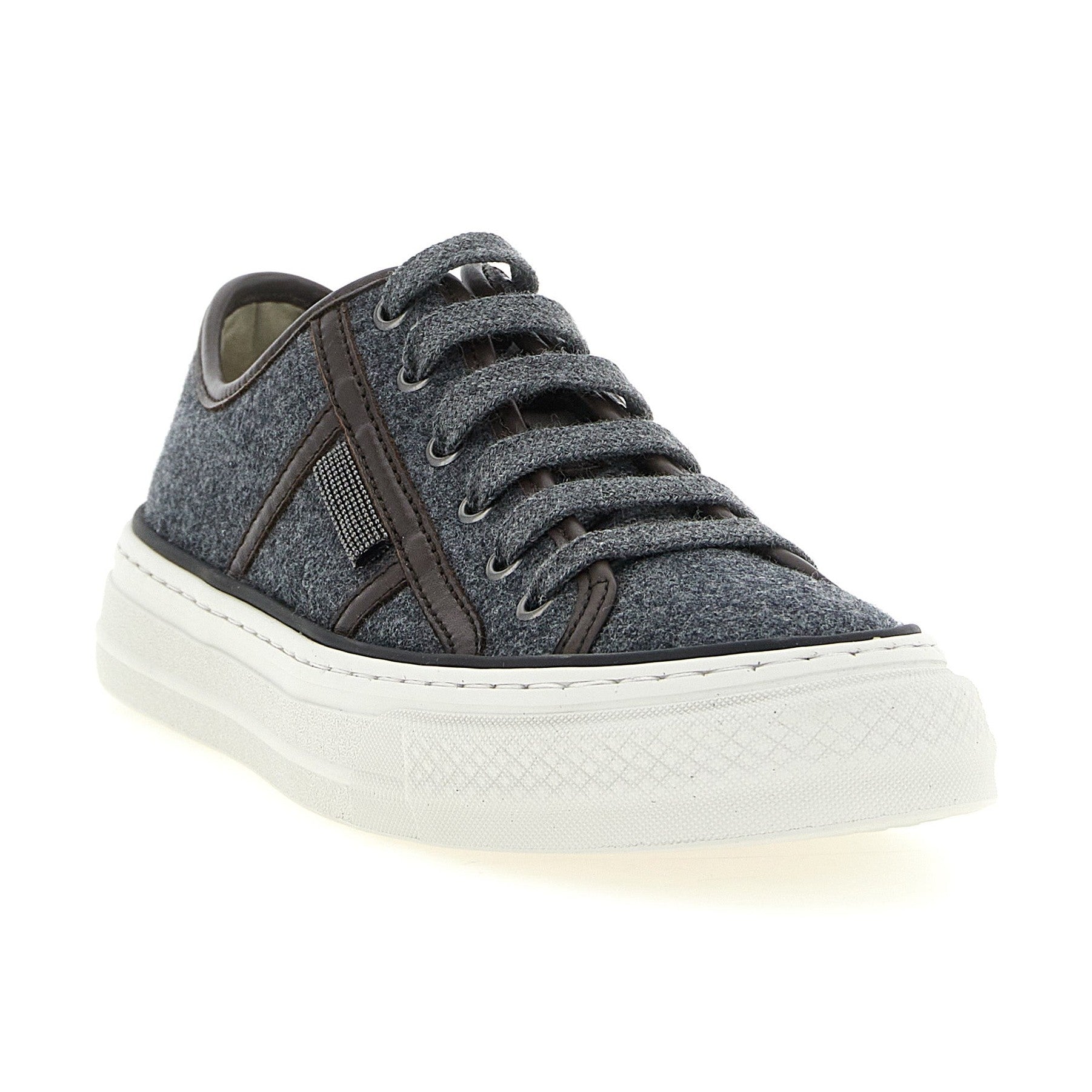 Brunello Cucinelli Gray Virgin Wool Low Top Sneakers