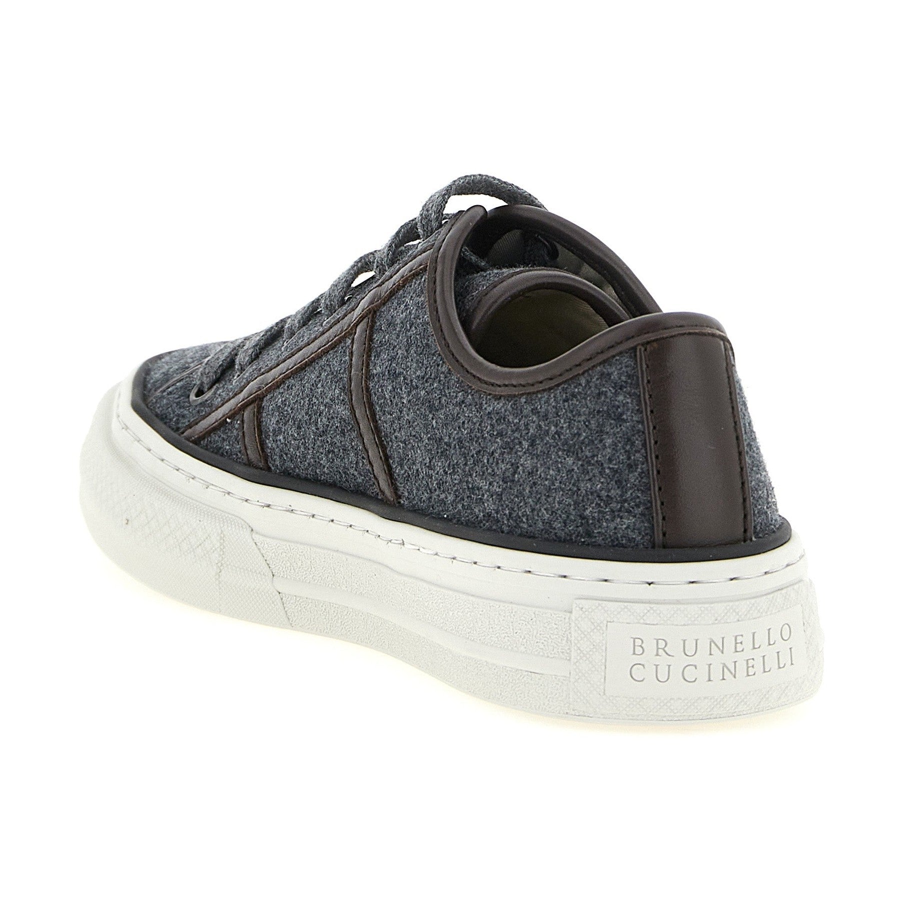 Brunello Cucinelli Gray Virgin Wool Low Top Sneakers