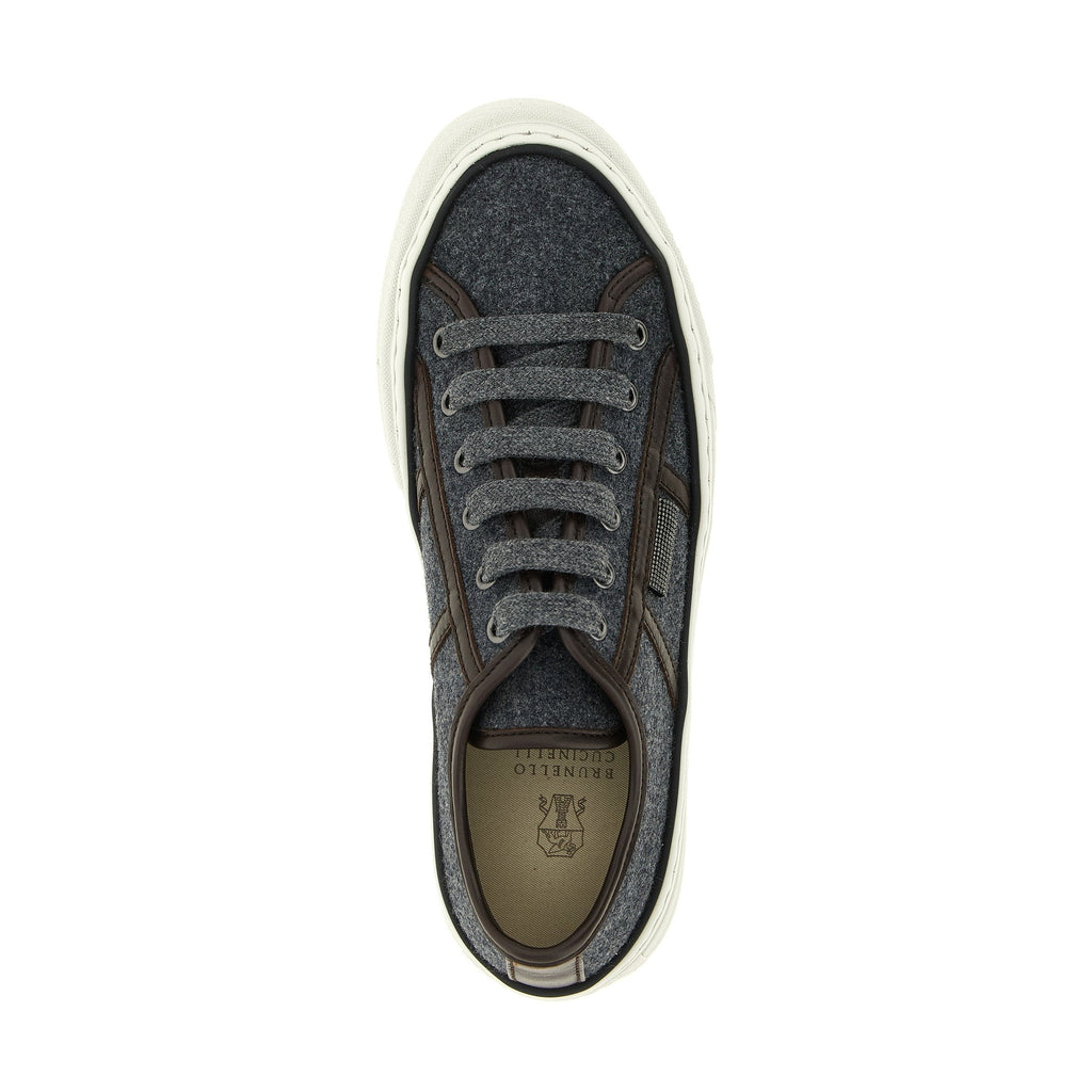 Brunello Cucinelli Gray Virgin Wool Low Top Sneakers