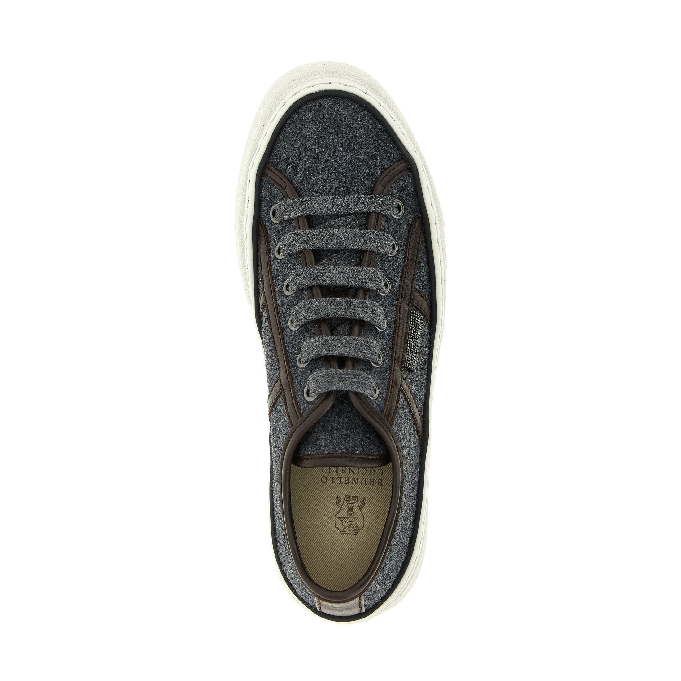 Brunello Cucinelli Gray Virgin Wool Low Top Sneakers