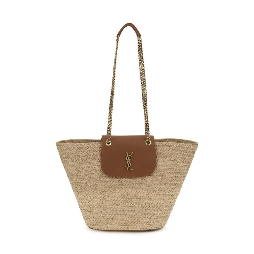 Saint Laurent Beige Raffia Shoulder Bag