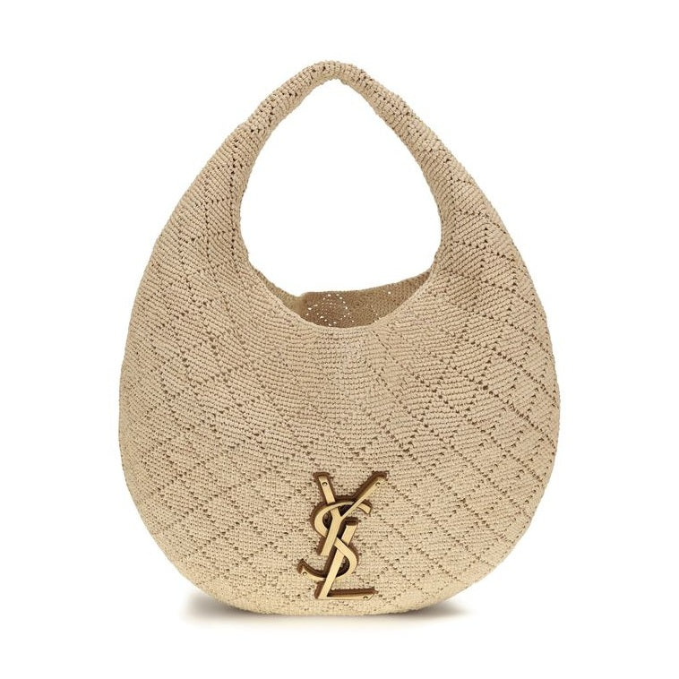 Saint Laurent Beige Raffia Shoulder Bag
