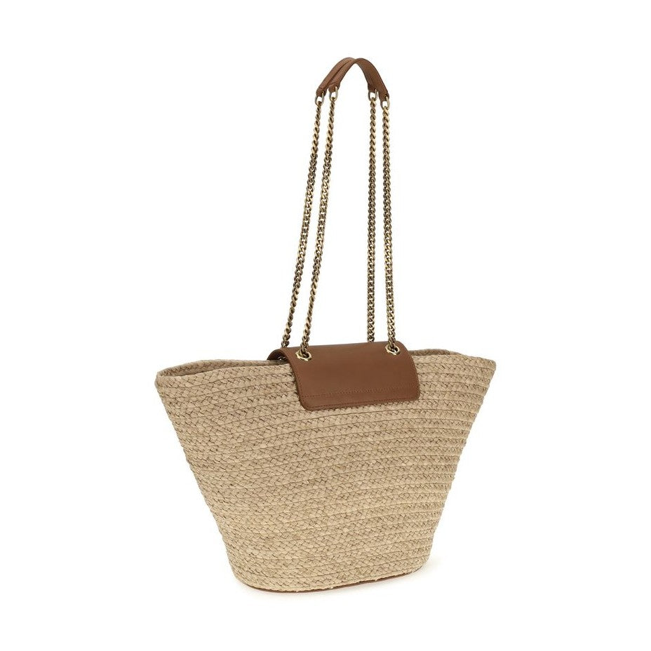 Saint Laurent Beige Raffia Shoulder Bag