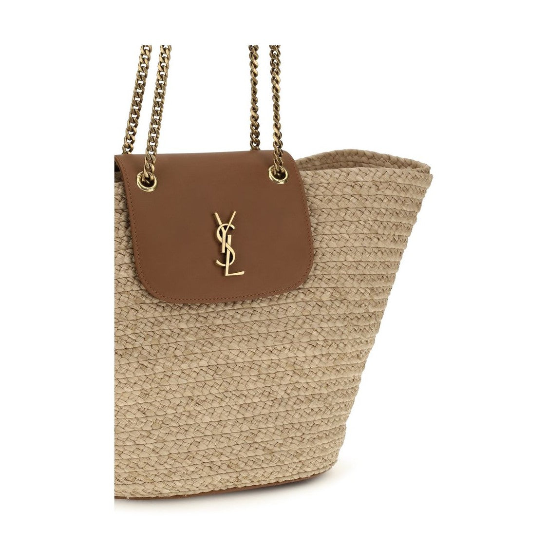 Saint Laurent Beige Raffia Shoulder Bag