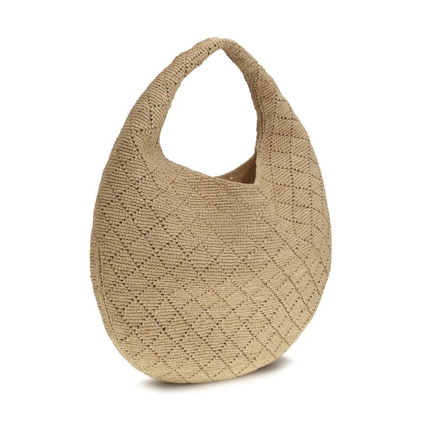 Saint Laurent Beige Raffia Shoulder Bag