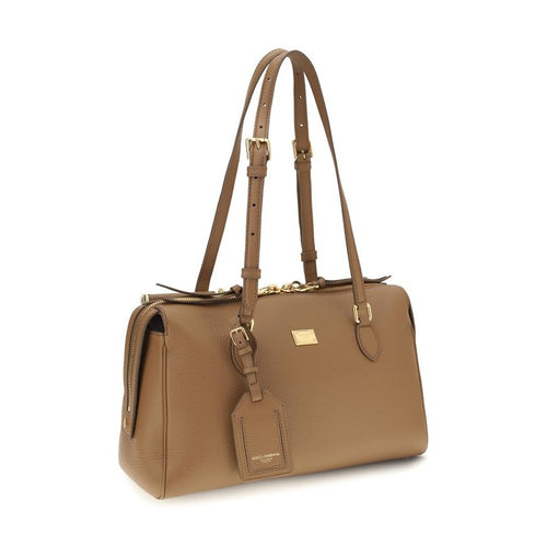 Beige Calf Leather Bos Taurus Shoulder Bag