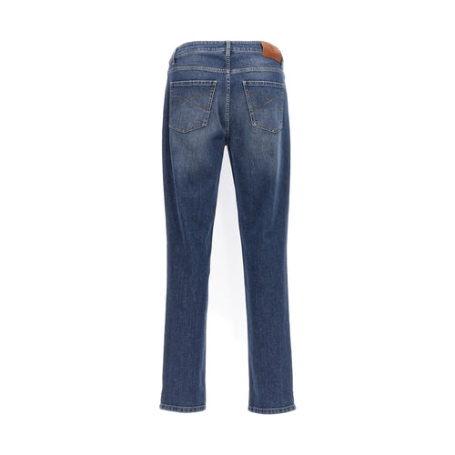 Brunello Cucinelli Blue Cotton Slim Fit Jeans