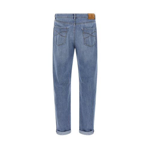 Brunello Cucinelli Blue Cotton Straight-Leg Jeans