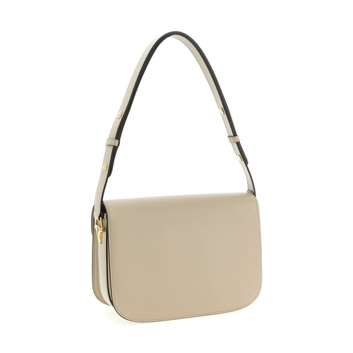 Beige Calfskin Shoulder Bag