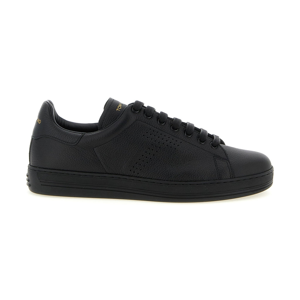 Tom Ford Black Leather Low Top Sneakers