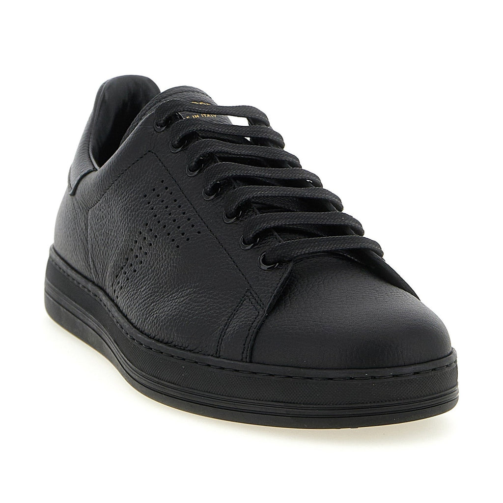 Tom Ford Black Leather Low Top Sneakers