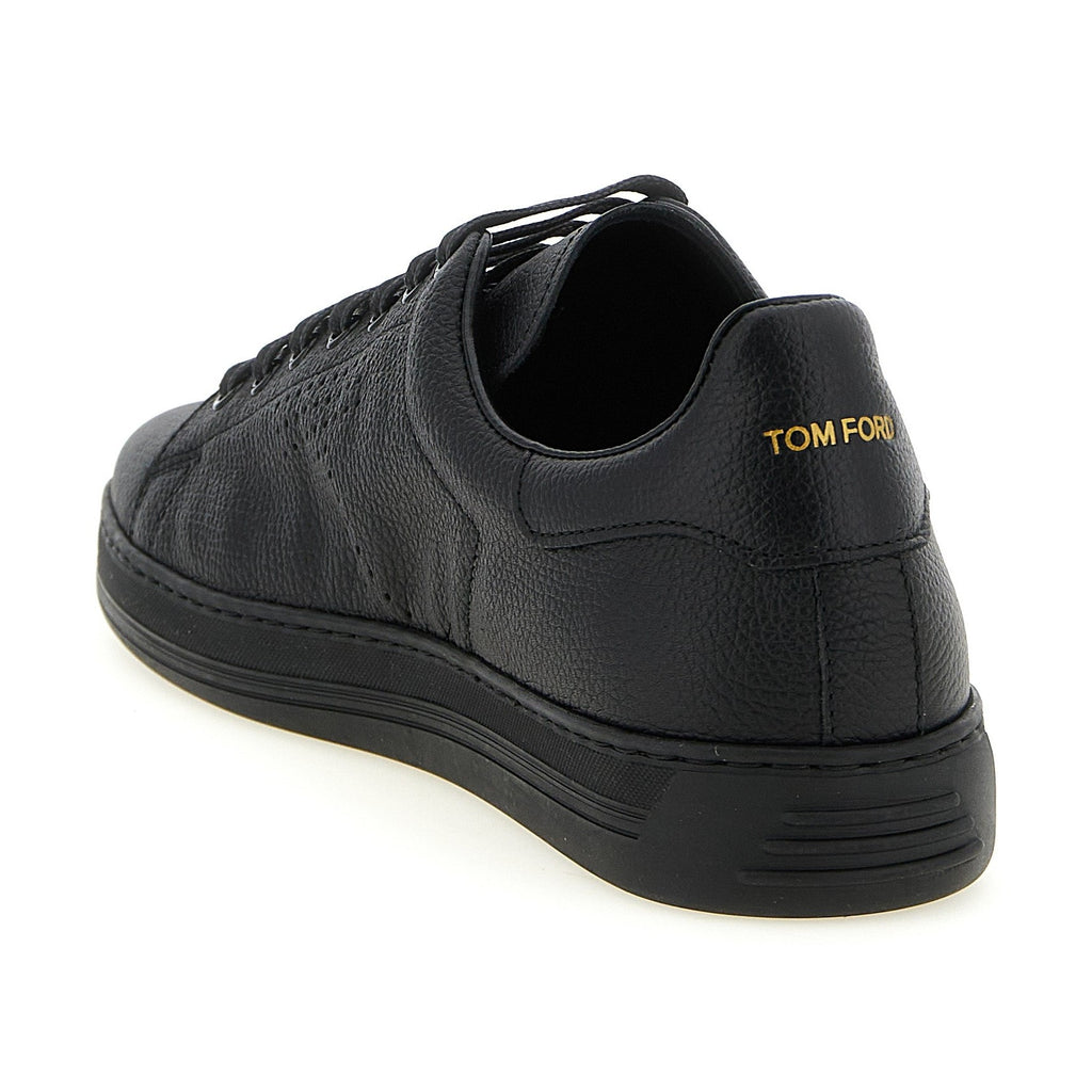 Tom Ford Black Leather Low Top Sneakers