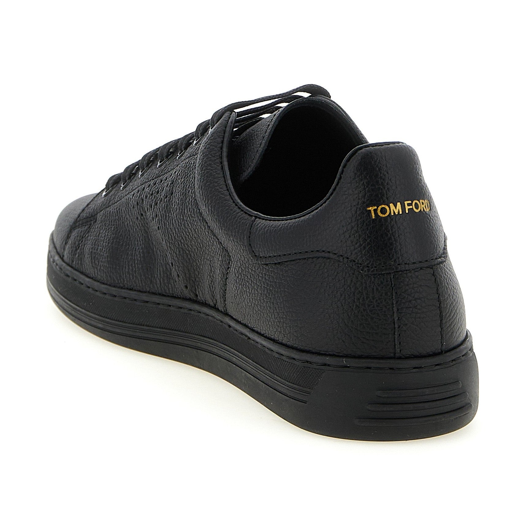 Tom Ford Black Leather Low Top Sneakers