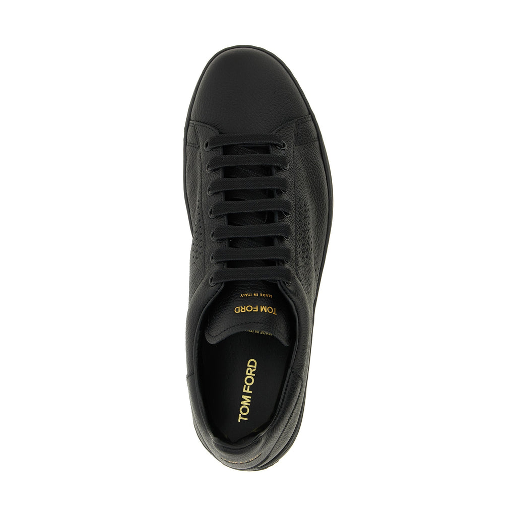 Tom Ford Black Leather Low Top Sneakers