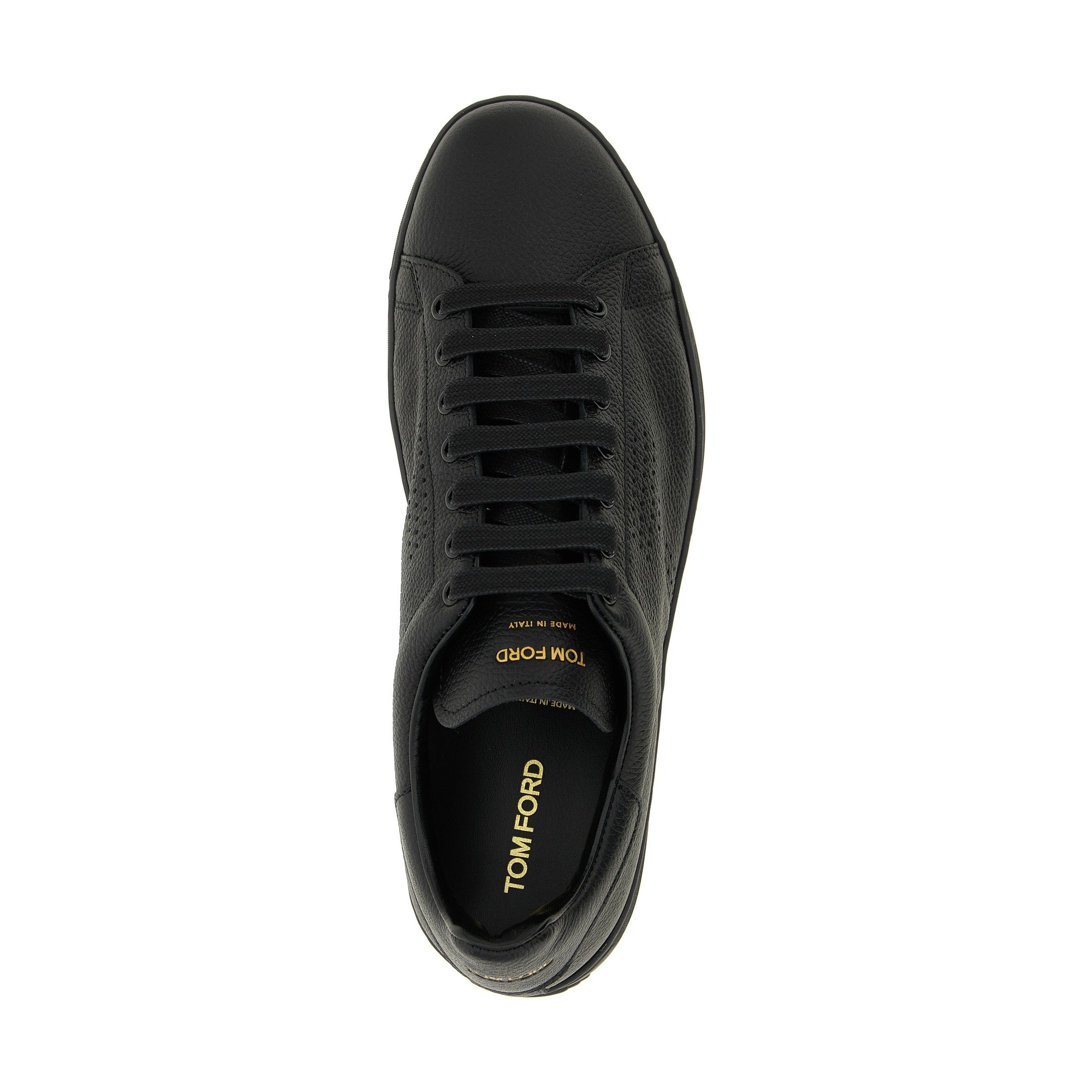 Tom Ford Black Leather Low Top Sneakers