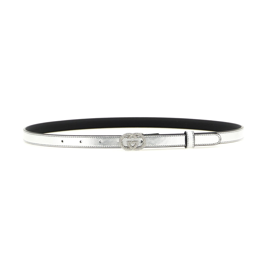 Gucci Silver Calfskin Thin Belt