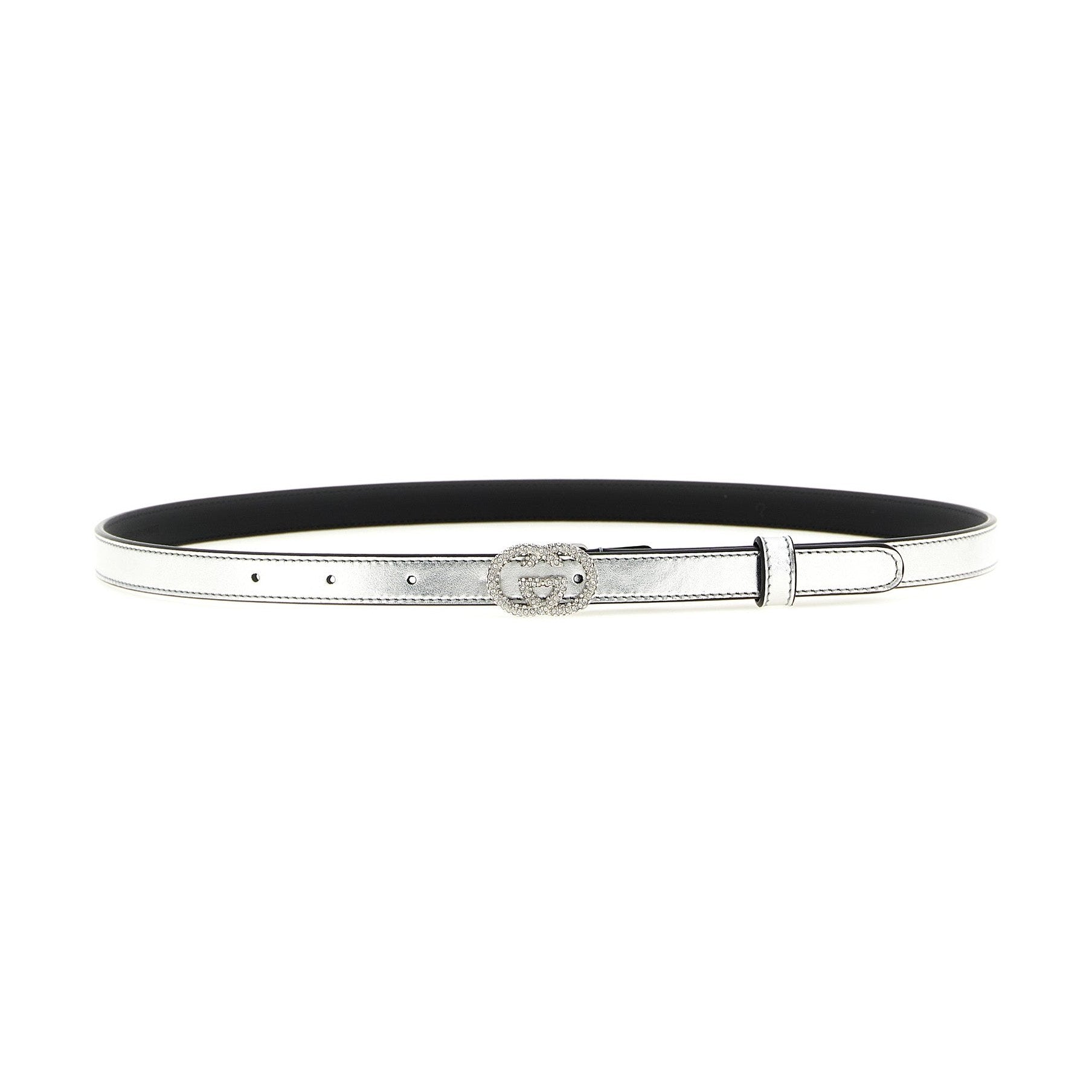 Gucci Silver Calfskin Thin Belt