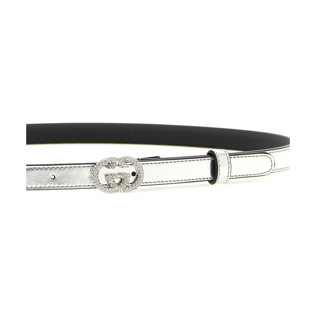 Gucci Silver Calfskin Thin Belt