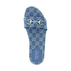 Gucci Blue Cotton Slides