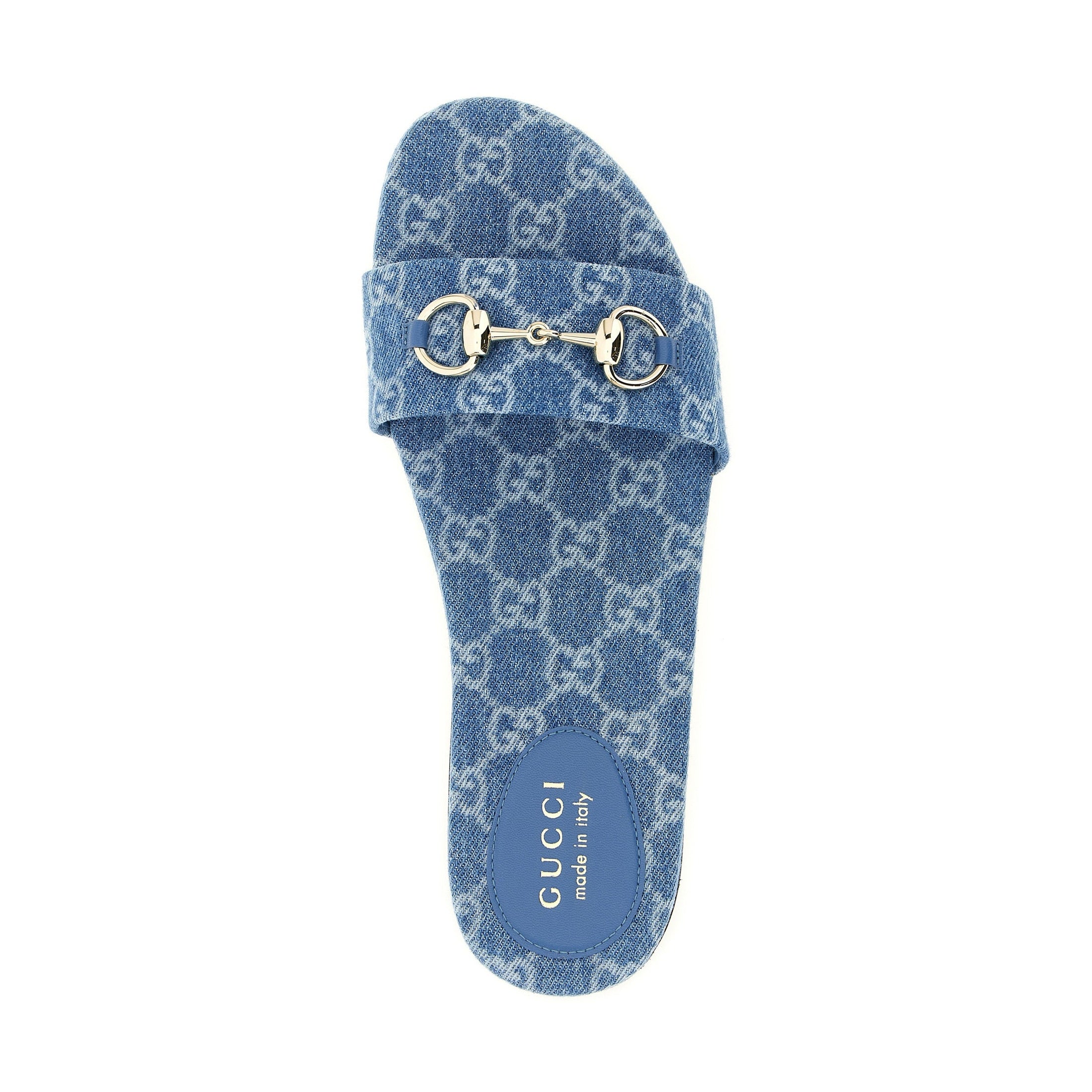 Gucci Blue Cotton Slides