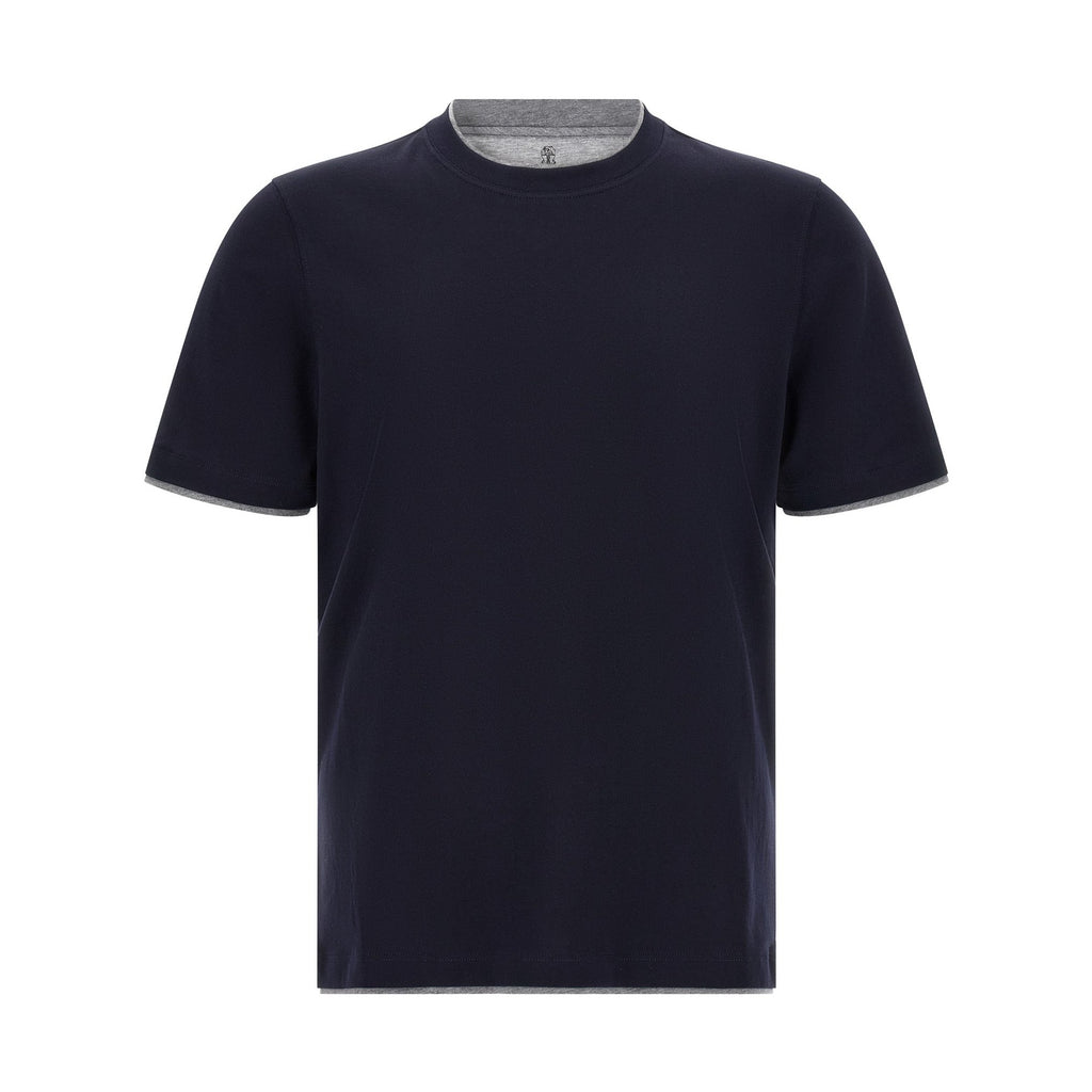 Brunello Cucinelli Blue Cotton T-Shirt