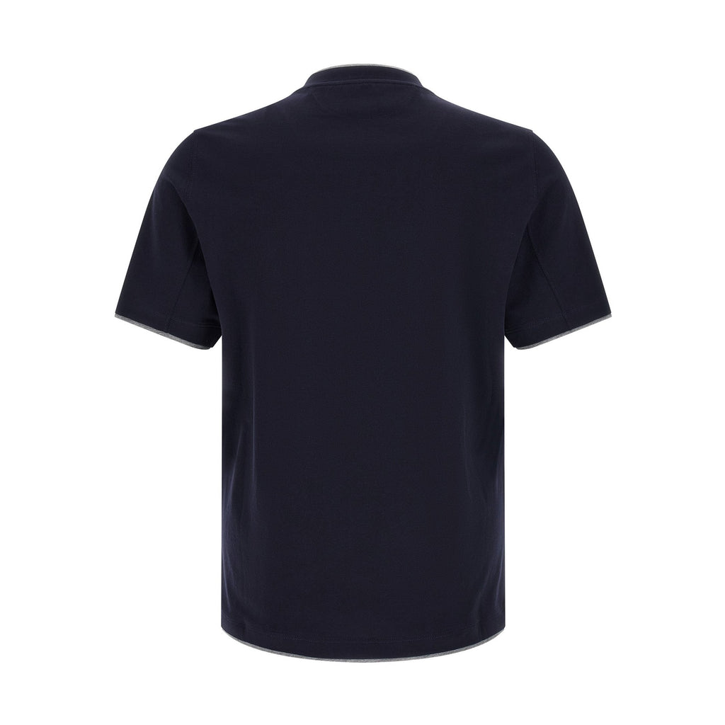 Brunello Cucinelli Blue Cotton T-Shirt