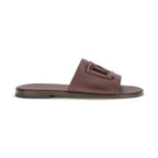 Dolce & Gabbana Brown Calf Leather Bos Taurus Flat Sandals