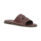 Dolce & Gabbana Brown Calf Leather Bos Taurus Flat Sandals