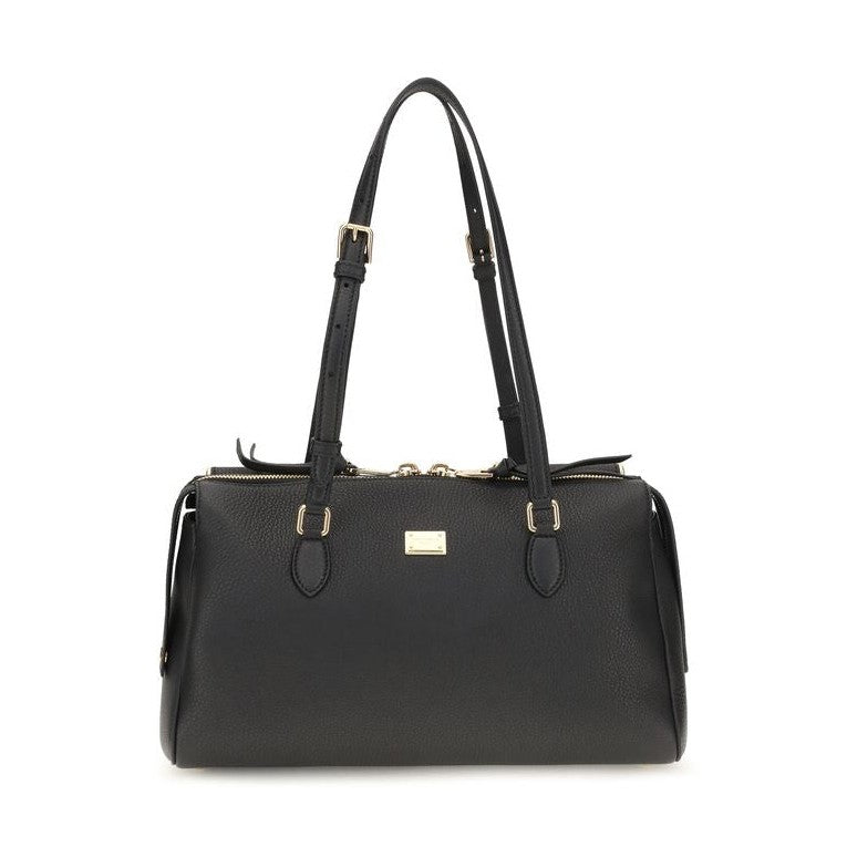 Dolce & Gabbana Black Calf Leather Bos Taurus Shoulder Bag
