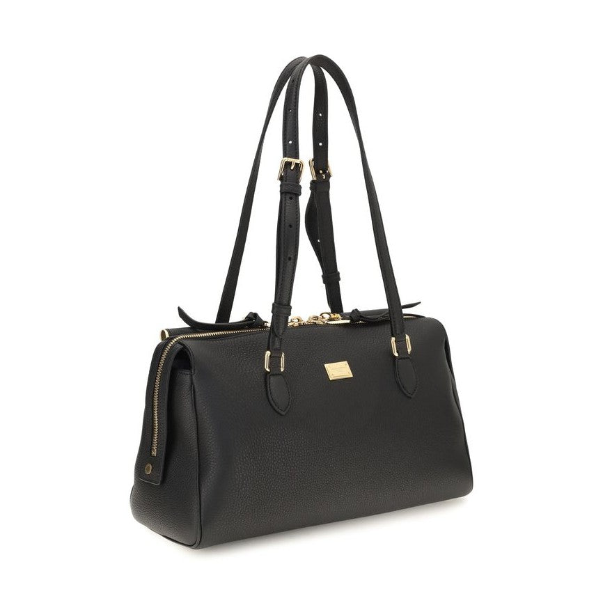 Dolce & Gabbana Black Calf Leather Bos Taurus Shoulder Bag