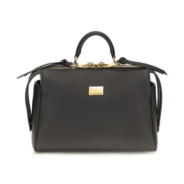 Dolce & Gabbana Black Calf Leather Bos Taurus Handbag