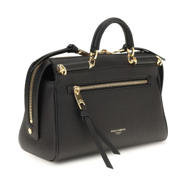 Dolce & Gabbana Black Calf Leather Bos Taurus Handbag