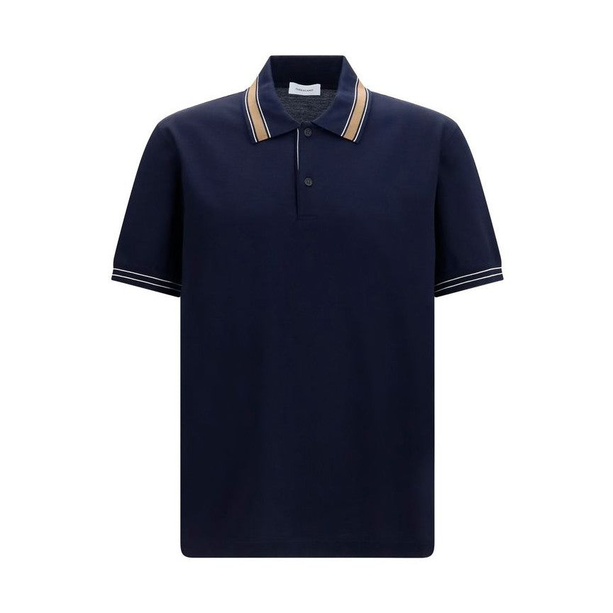 Ferragamo Blue Cotton Polo Shirt