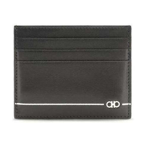 Ferragamo Black Calf Leather Bos Taurus Wallet