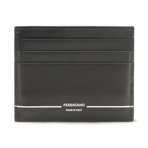 Ferragamo Black Calf Leather Bos Taurus Wallet