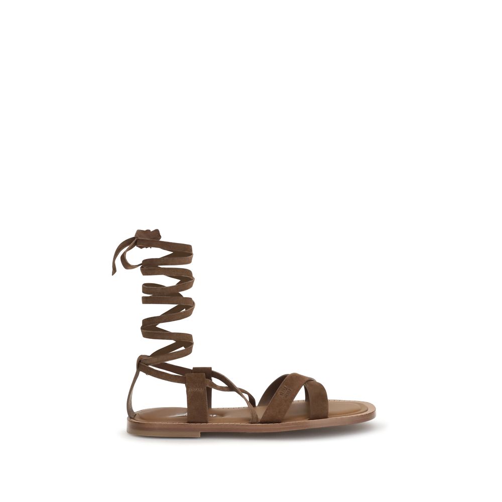 Brown Calf Leather Bos Taurus Strap-On Sandals