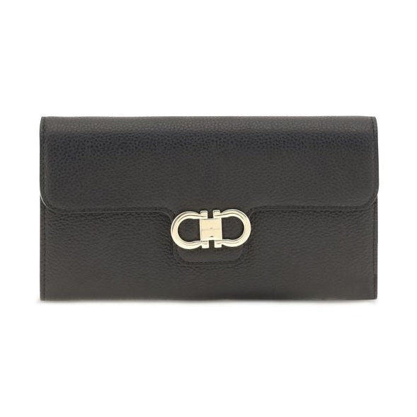 Ferragamo Black Calf Leather Bos Taurus Wallet