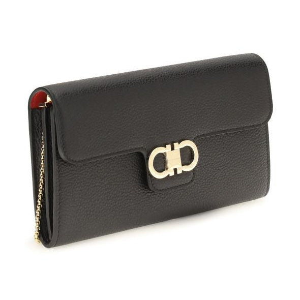 Ferragamo Black Calf Leather Bos Taurus Wallet