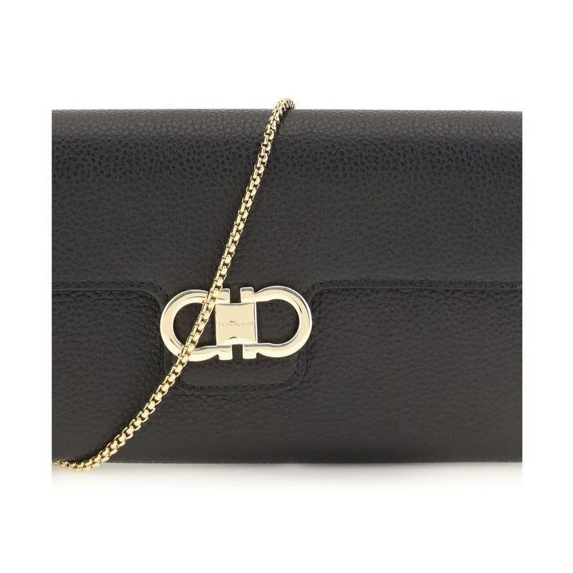 Ferragamo Black Calf Leather Bos Taurus Wallet