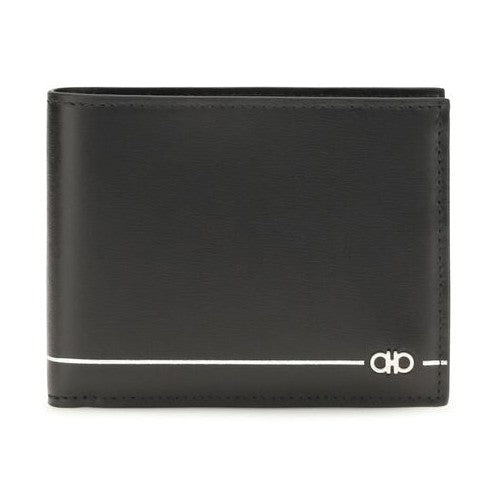 Ferragamo Black Calf Leather Bos Taurus Wallet