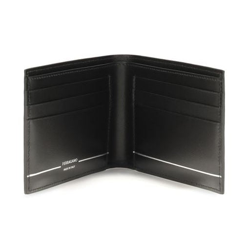 Ferragamo Black Calf Leather Bos Taurus Wallet