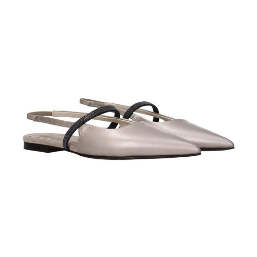 Brunello Cucinelli Beige Leather Mules