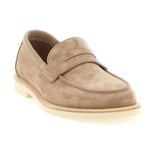 Brunello Cucinelli Beige Calfskin Slip-On Loafers