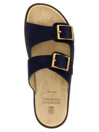 Brunello Cucinelli Blue Calfskin Slides