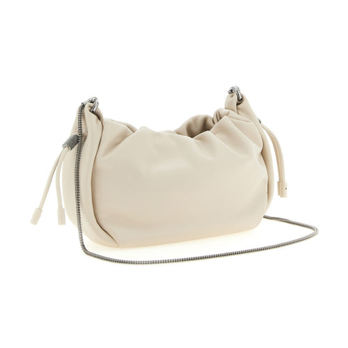 Brunello Cucinelli White Lamb Leather Crossbody Bag