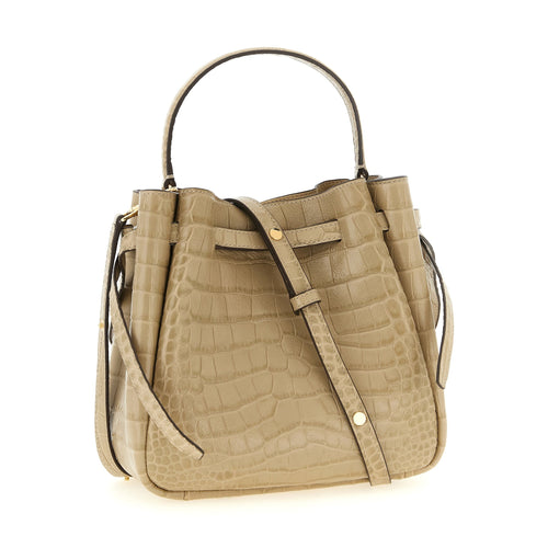 Beige Cowhide Shoulder Bag