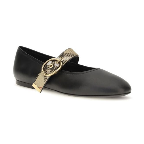 Burberry Black Calf Leather Bos Taurus Ballet Flats